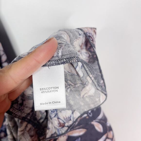 New Evereve Roan + Ryan XS Blue Madison Mixed Print Midi Dress Square Neck - Picture 12 of 14